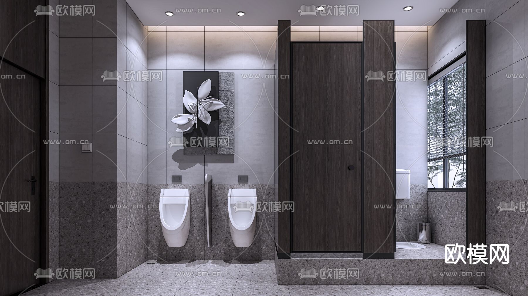 现代公共卫生间3d模型下载（渲染图3）