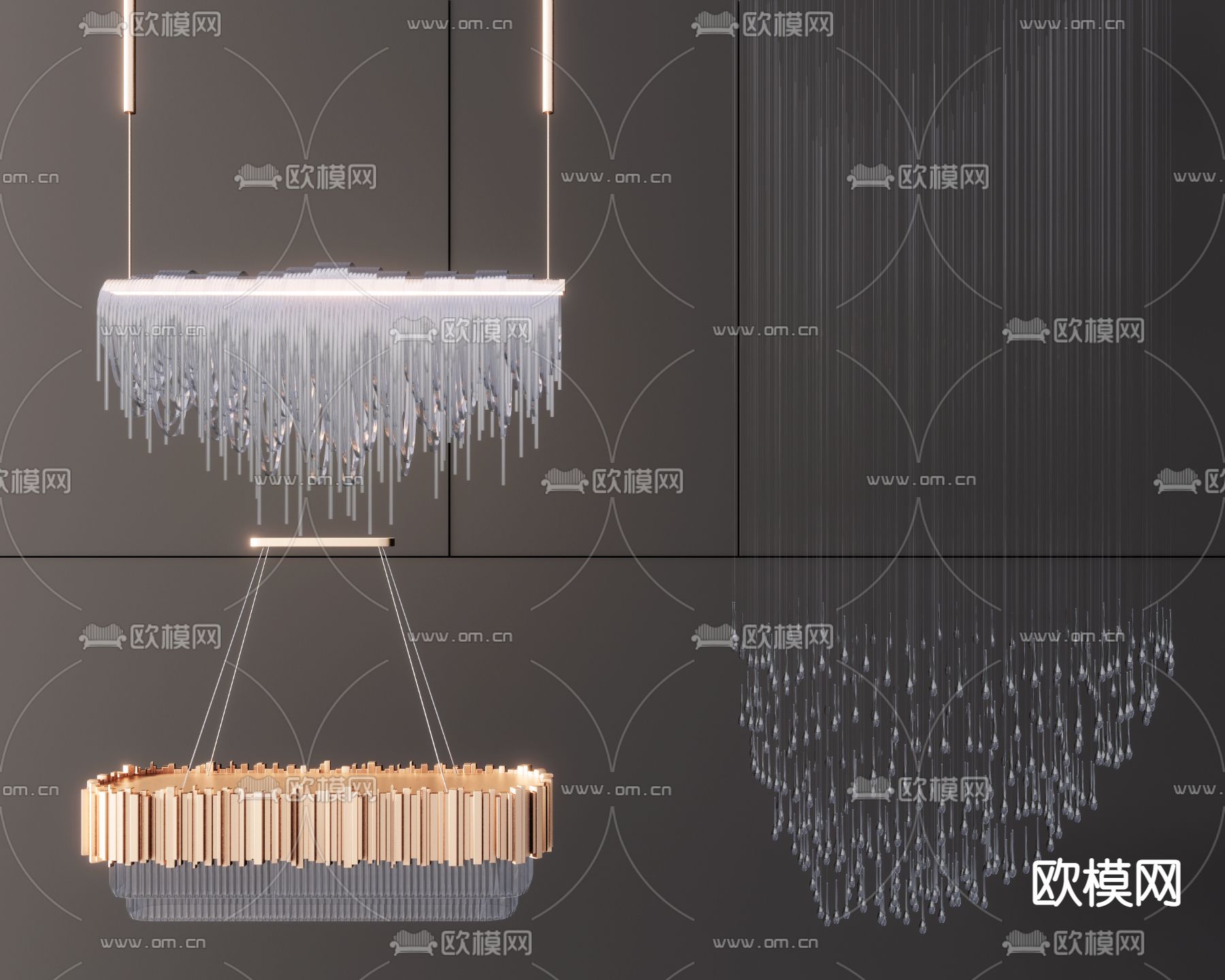 现代吊灯su模型下载（渲染图1）