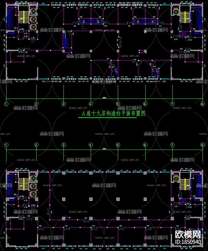 企业办公楼建筑cad平面图下载（渲染图4）