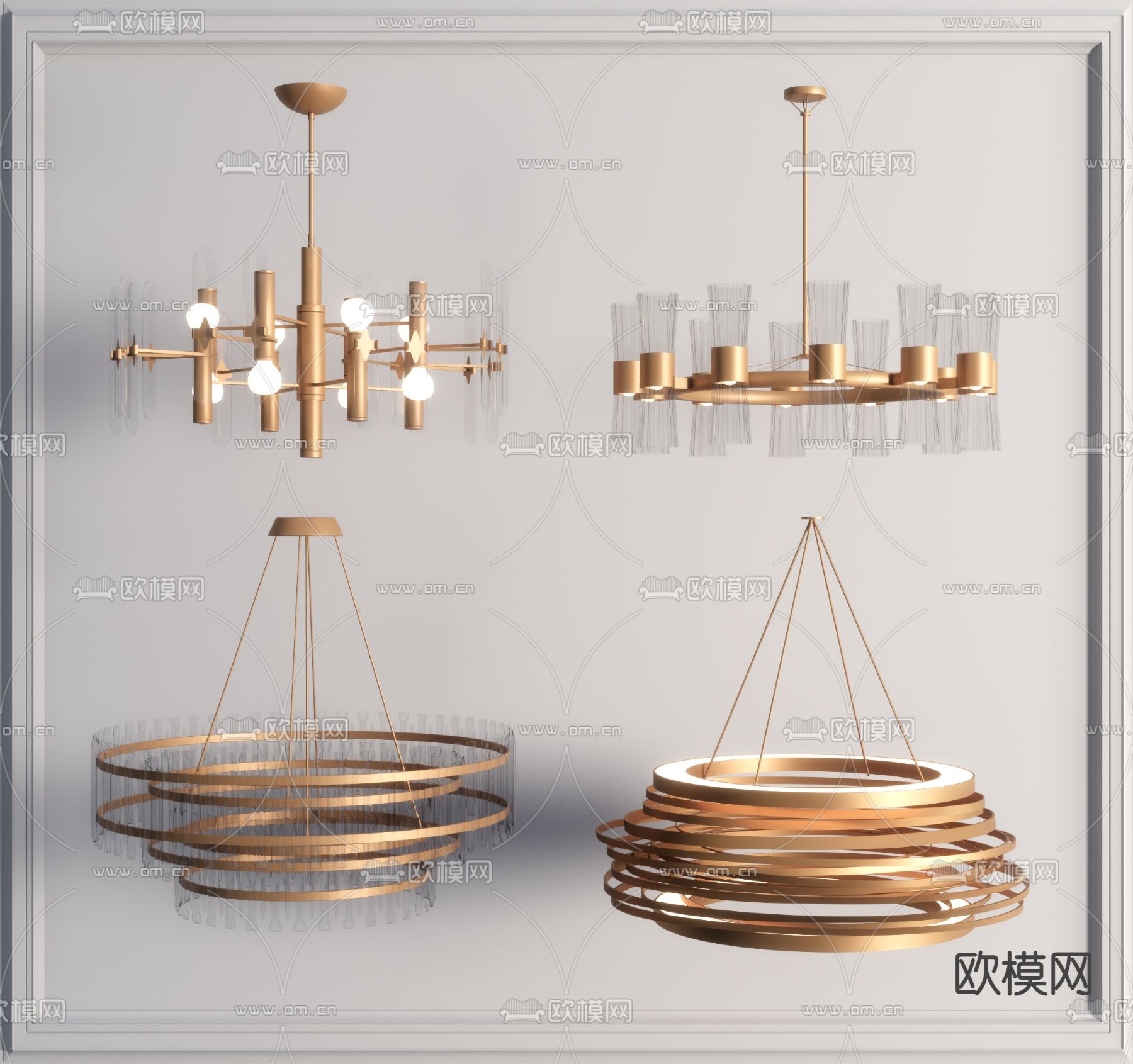 现代轻奢吊灯su模型下载（渲染图1）