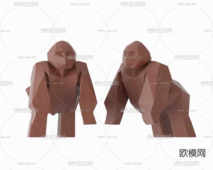 现代猩猩雕塑摆件3d模型下载