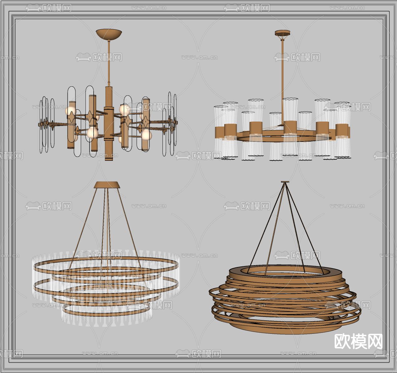 现代轻奢吊灯su模型下载（渲染图2）