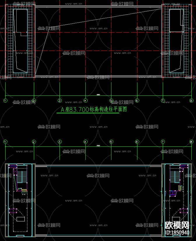 企业办公楼建筑cad平面图下载（渲染图5）