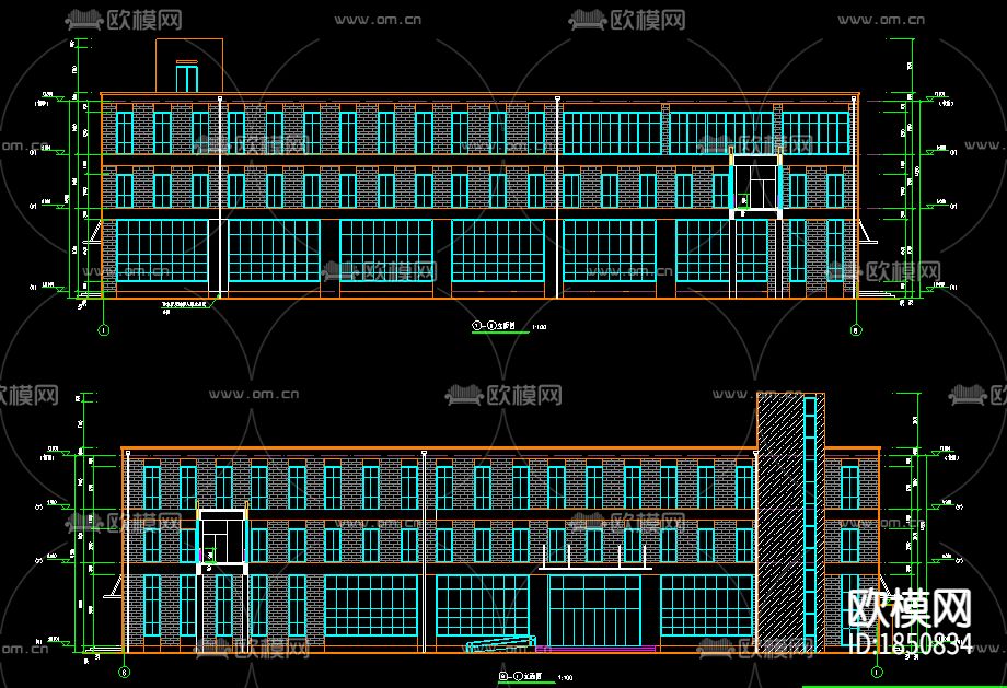 生产科研楼建筑CAD施工图下载（渲染图3）