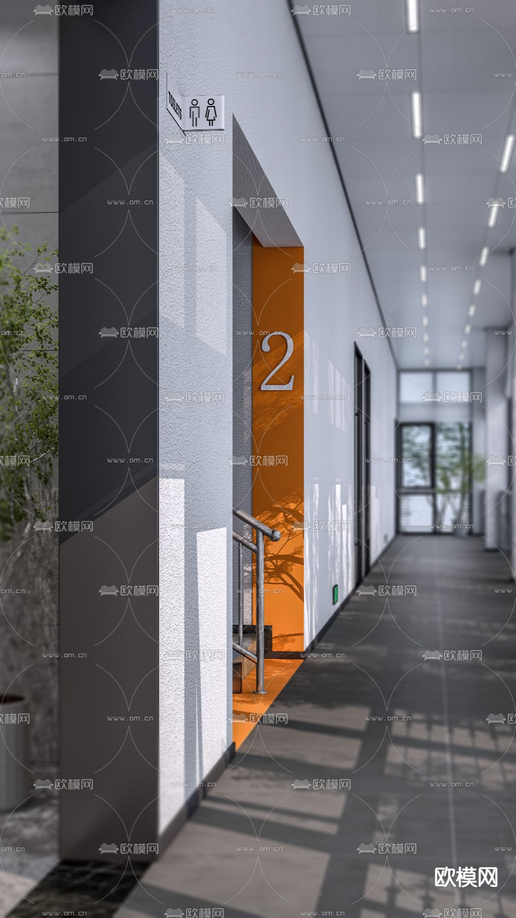 现代公共卫生间3d模型下载（渲染图4）