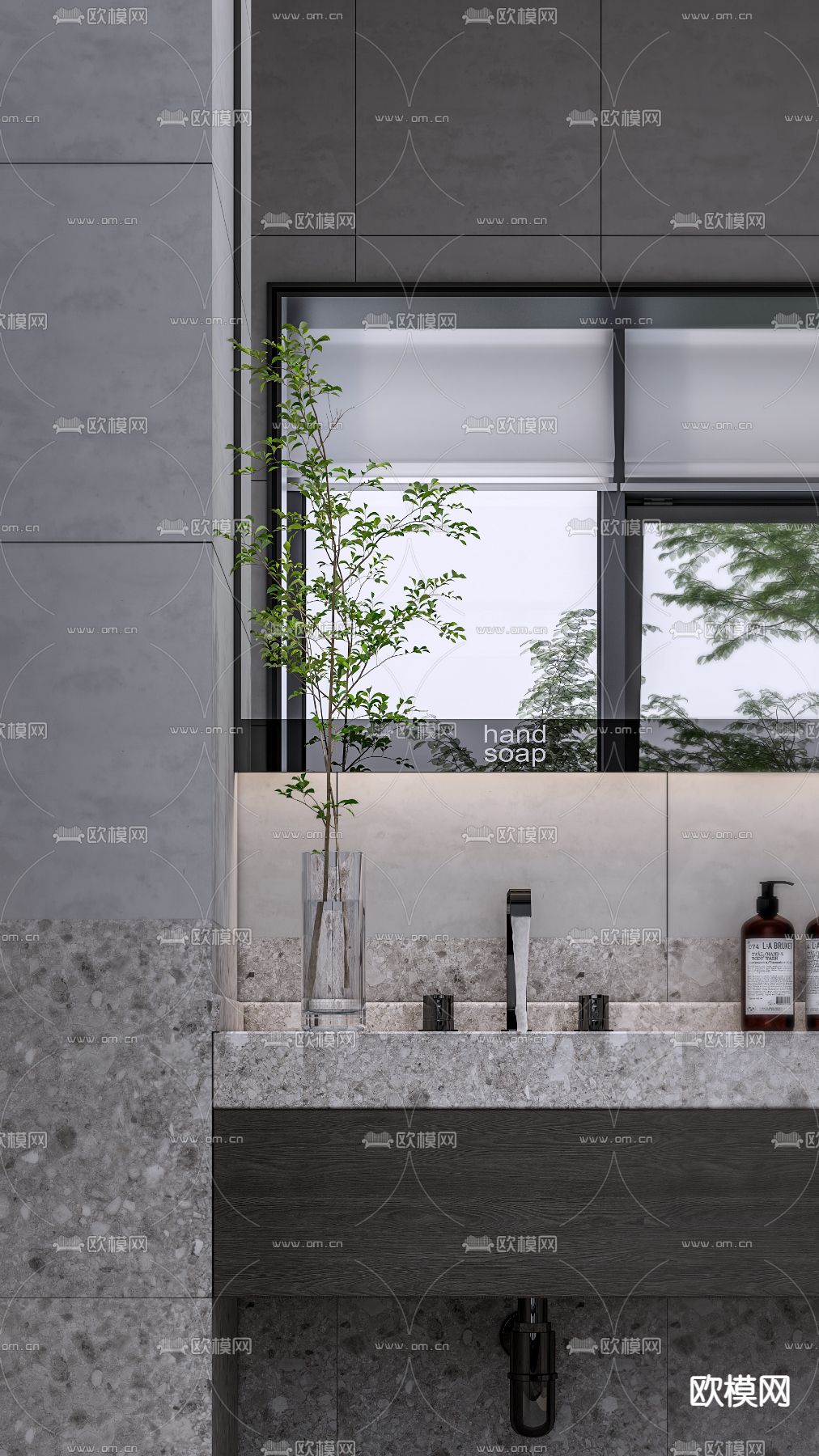 现代公共卫生间3d模型下载（渲染图2）