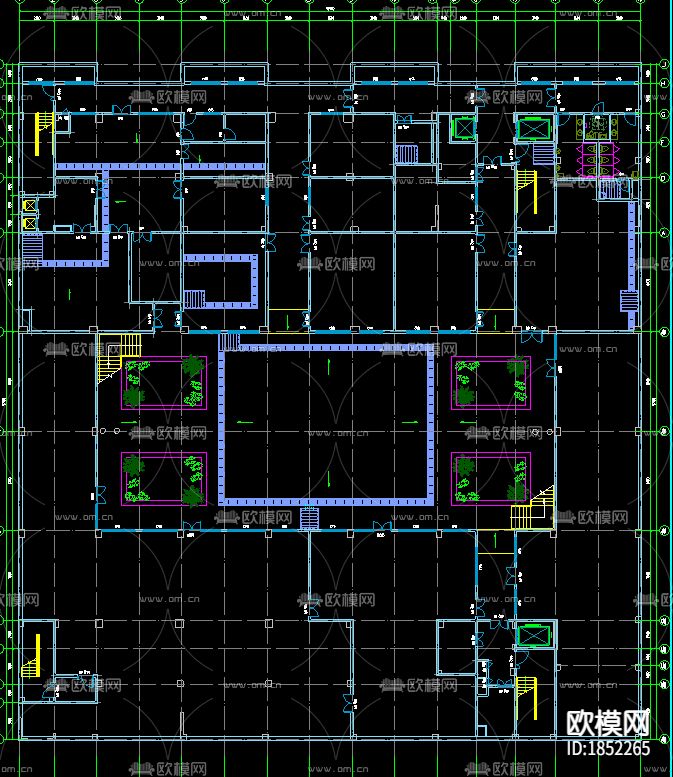 养老院cad施工图下载（渲染图1）
