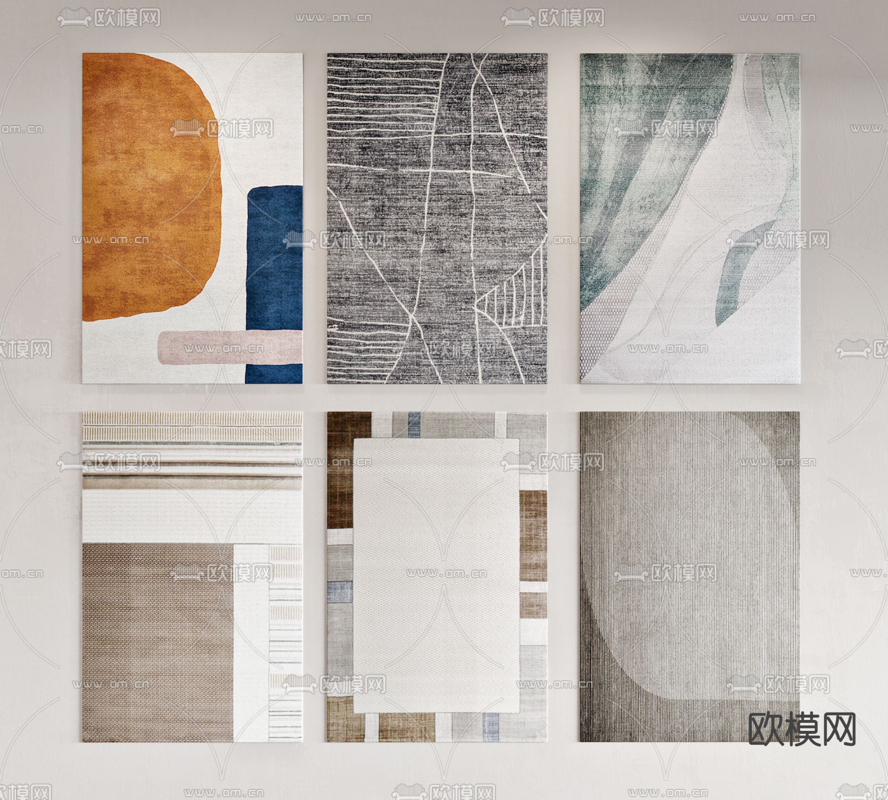 现代布艺地毯3d模型下载