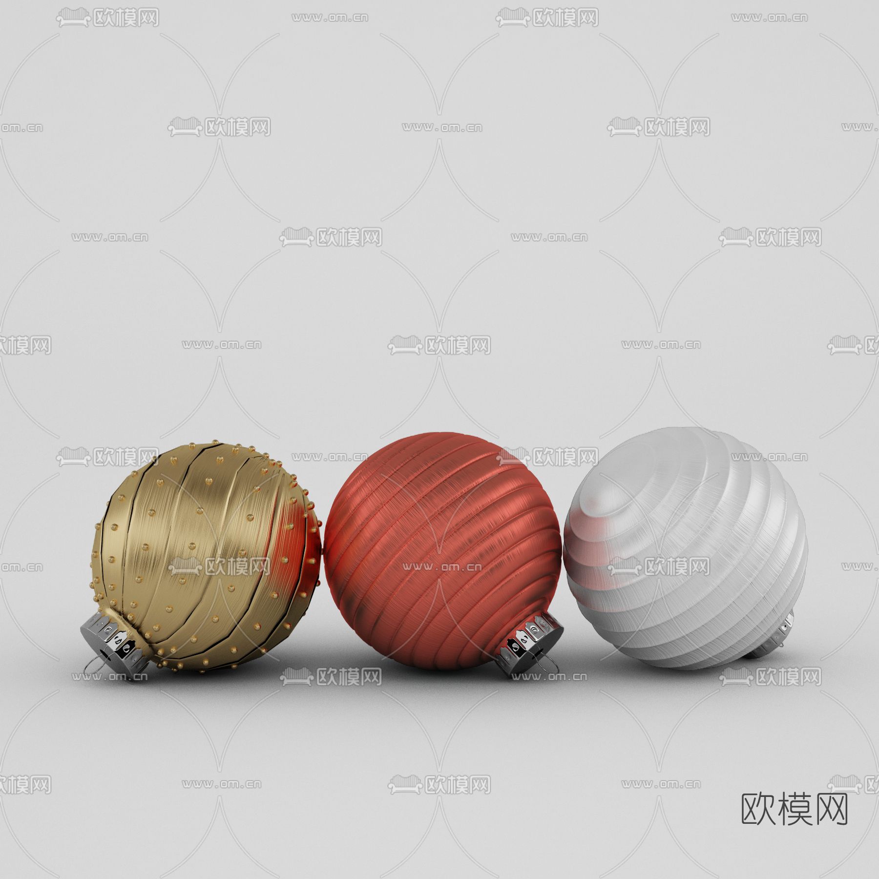 现代彩球挂件免费3d模型下载