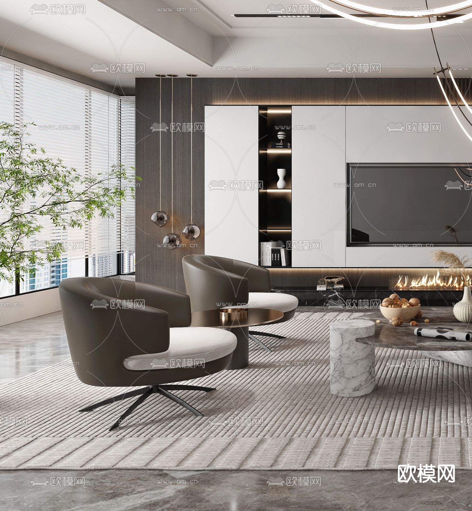现代客厅3d模型
