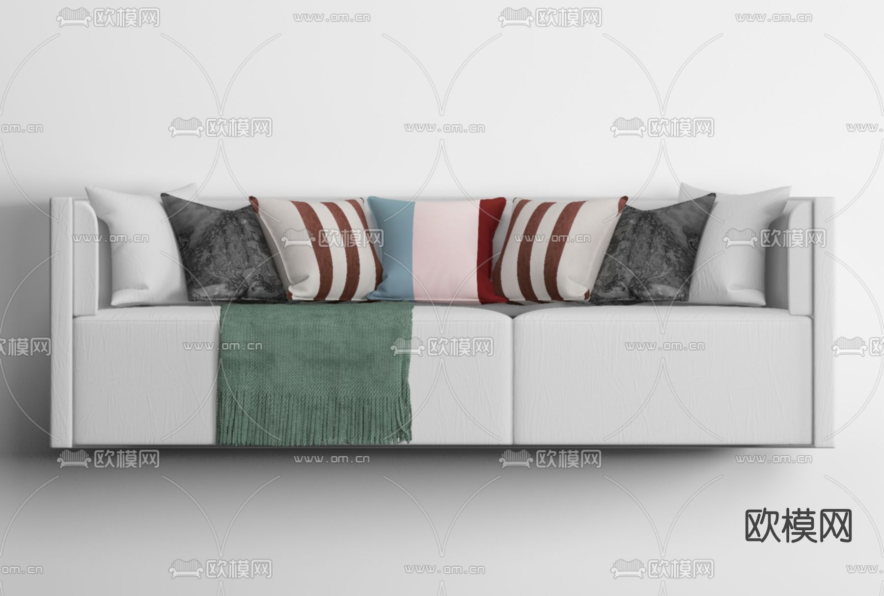 现代布艺双人沙发免费3d模型下载