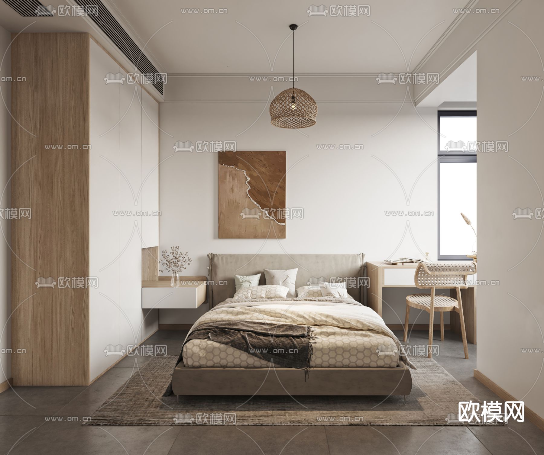 北欧卧室主人房3d模型下载