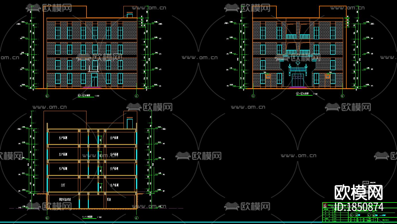 生产企业工厂建筑CAD施工图下载（渲染图6）