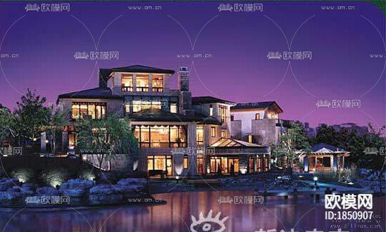 北京某經(jīng)典別墅全套CAD施工圖下載(渲染圖2)