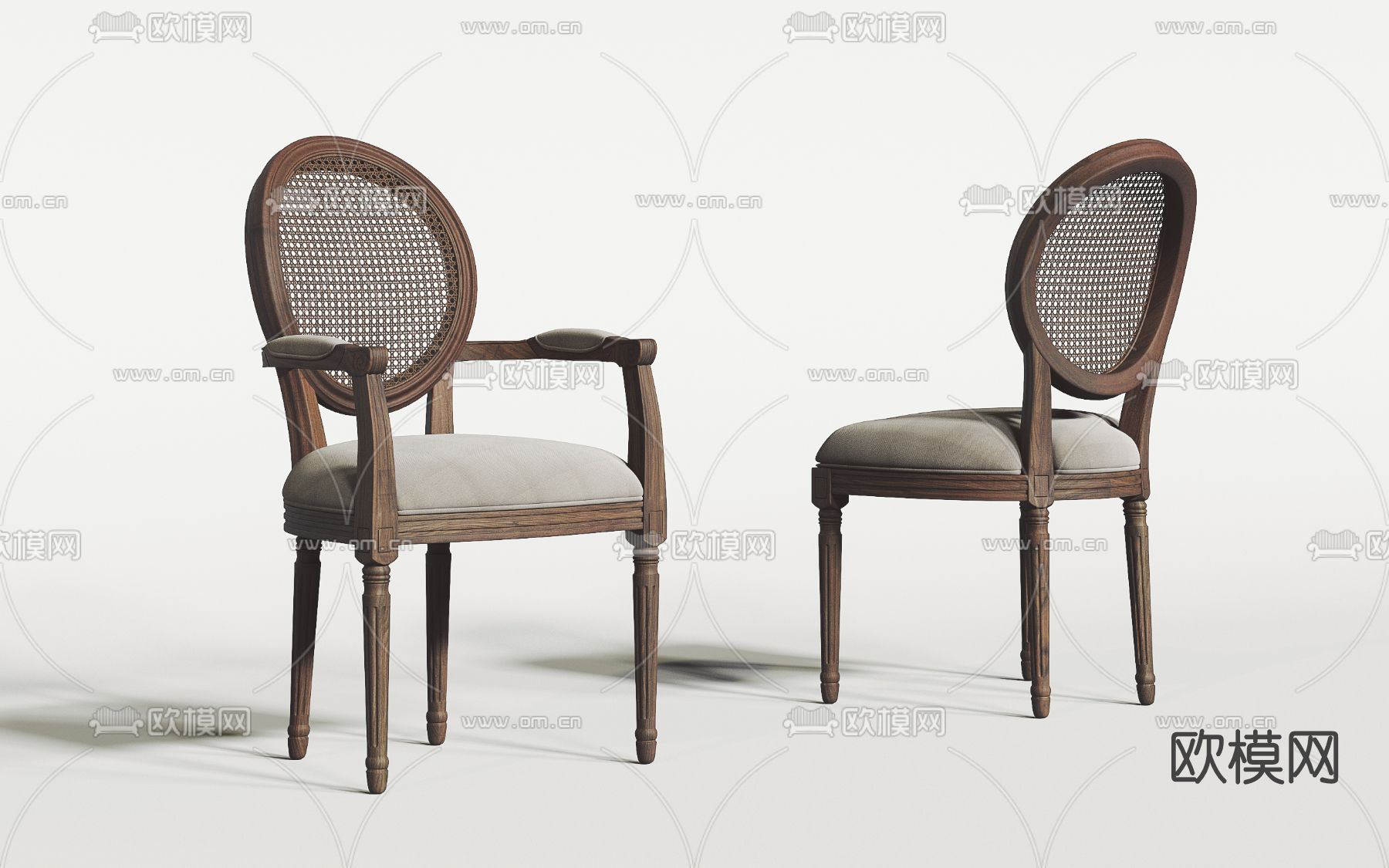 美式布艺单椅免费3d模型下载