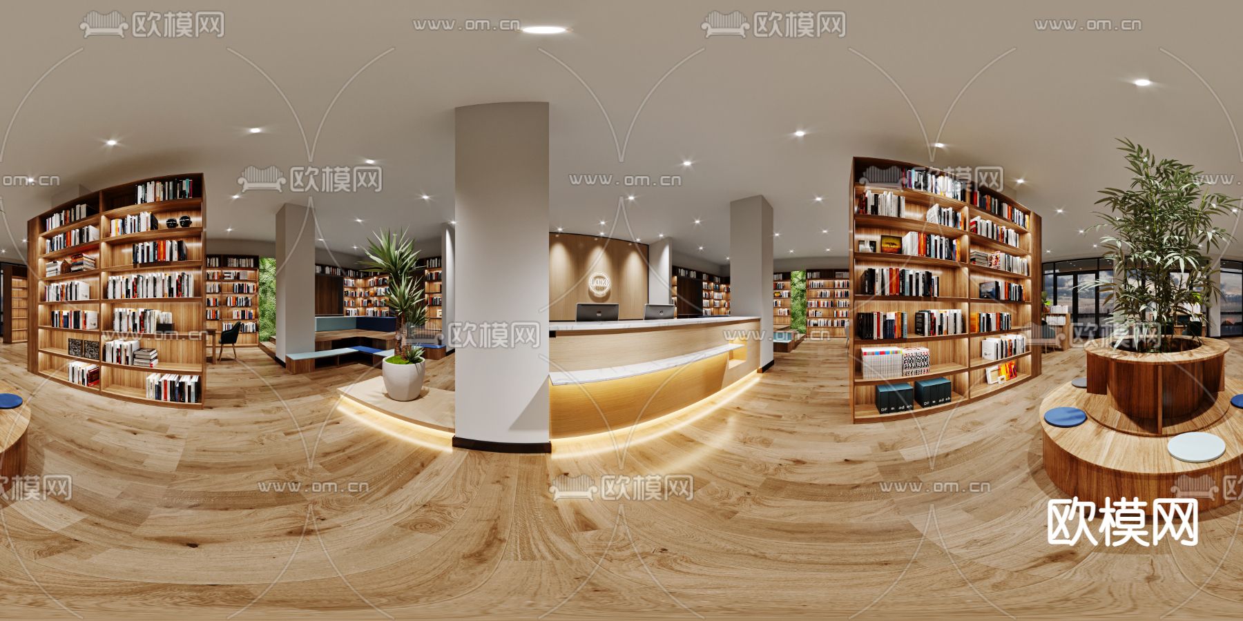 现代图书馆书吧cr全景3d模型