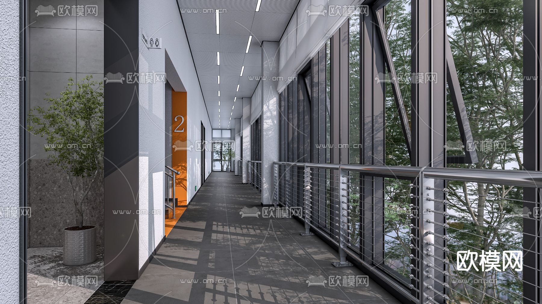 现代公共卫生间3d模型下载（渲染图6）