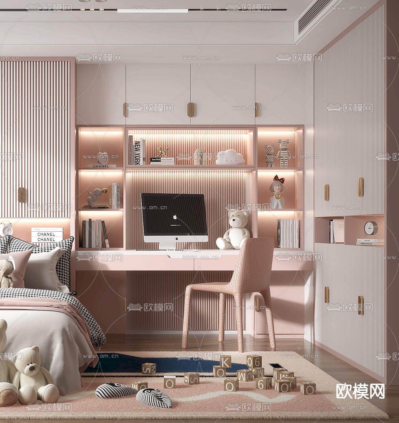 现代儿童房女儿房3d模型