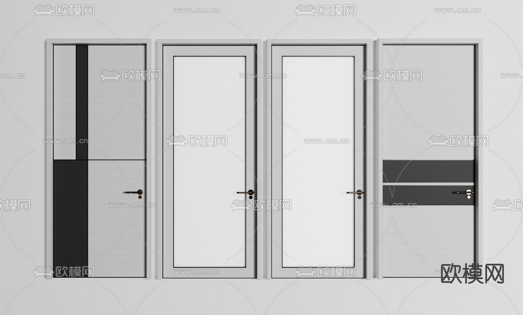 现代房门单开门厨卫门su模型下载（渲染图1）