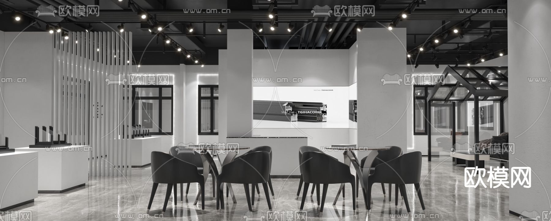 现代铝合金门窗展厅3d模型