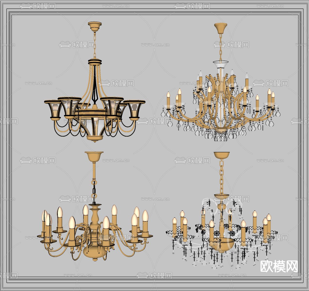 欧式吊灯su模型下载（渲染图2）