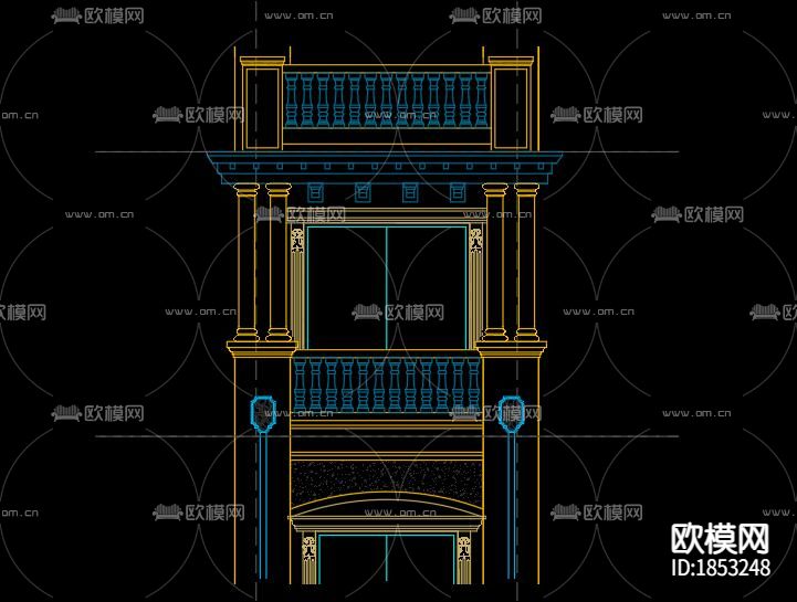 欧式别墅cad平面图下载（渲染图8）
