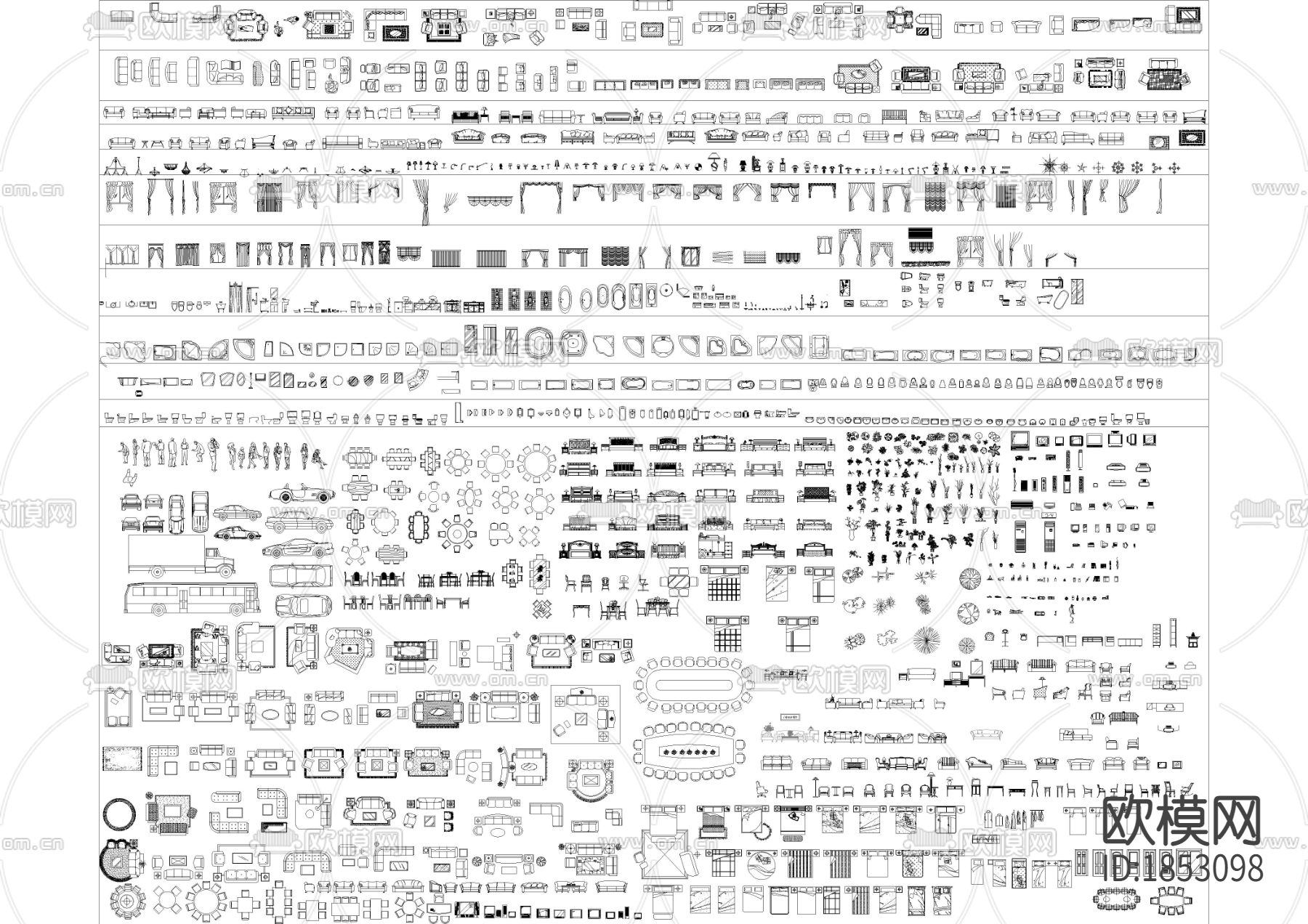家具素材cad图库下载（渲染图1）