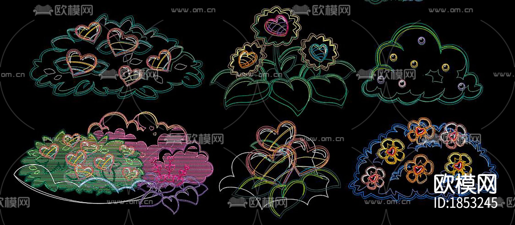 卡通花草树木cad图库下载（渲染图7）