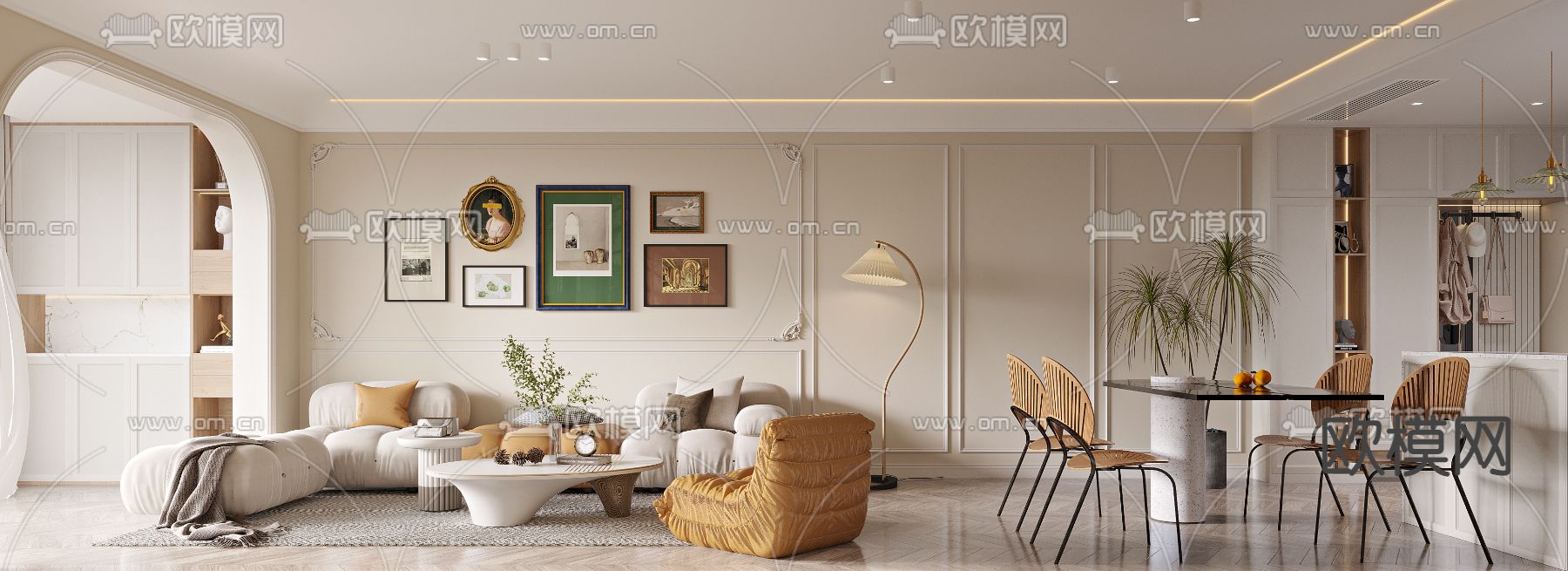 简美客餐厅3d模型下载（渲染图1）