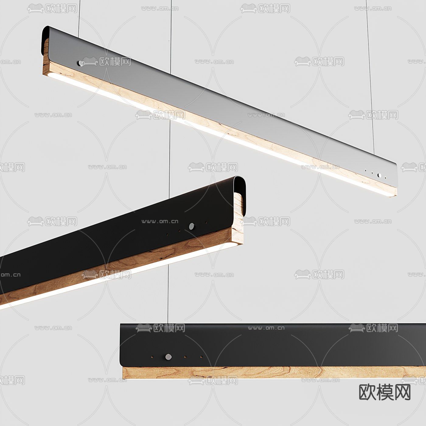 现代条形办公吊灯3d模型下载_ID11705662_3dmax免费模型-欧模网