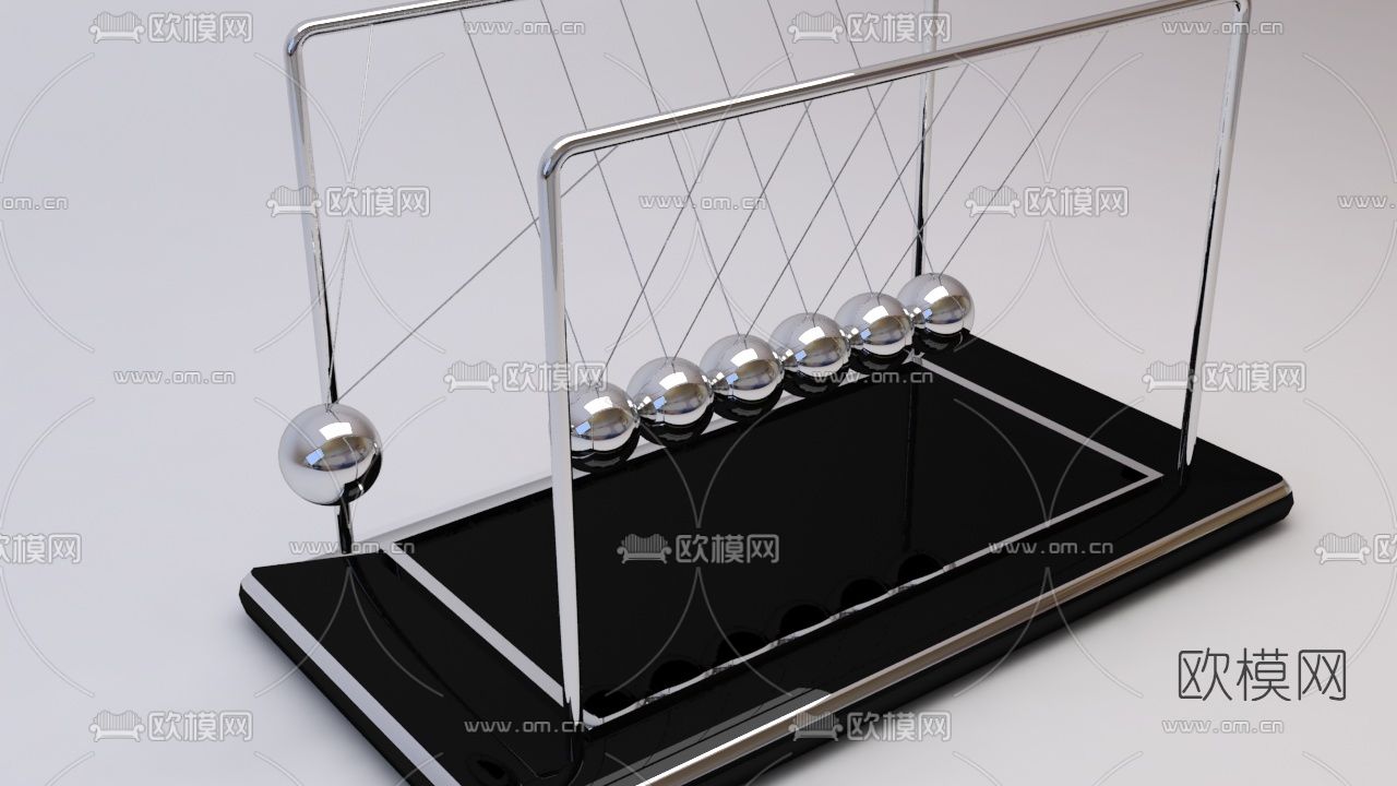 现代牛顿撞球免费3d模型下载