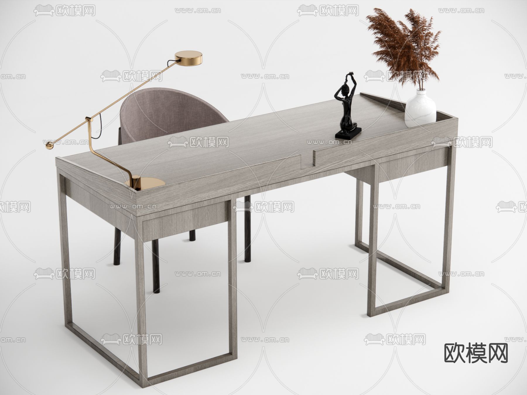 现代书桌椅su模型下载（渲染图1）