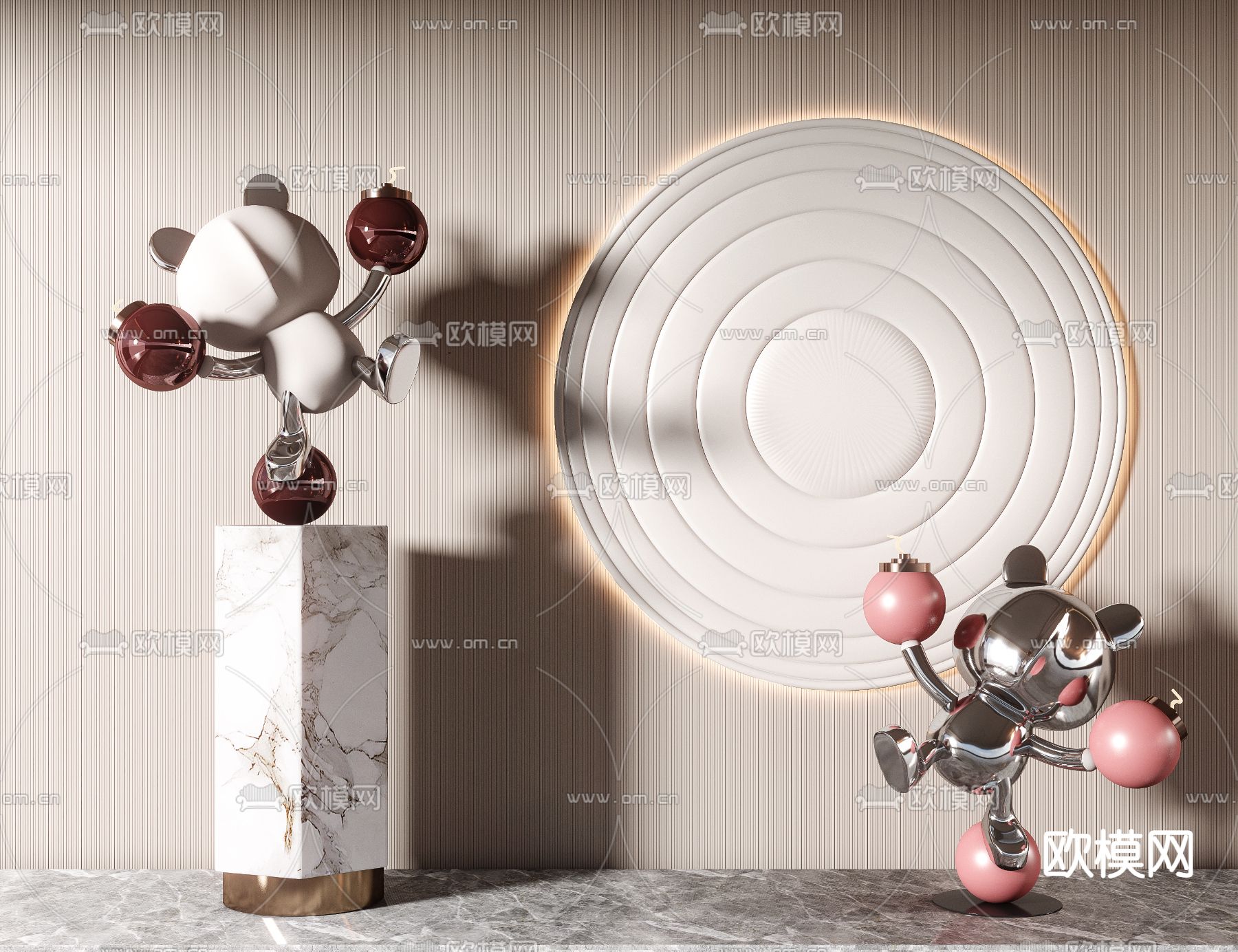 现代雕塑摆件3d模型