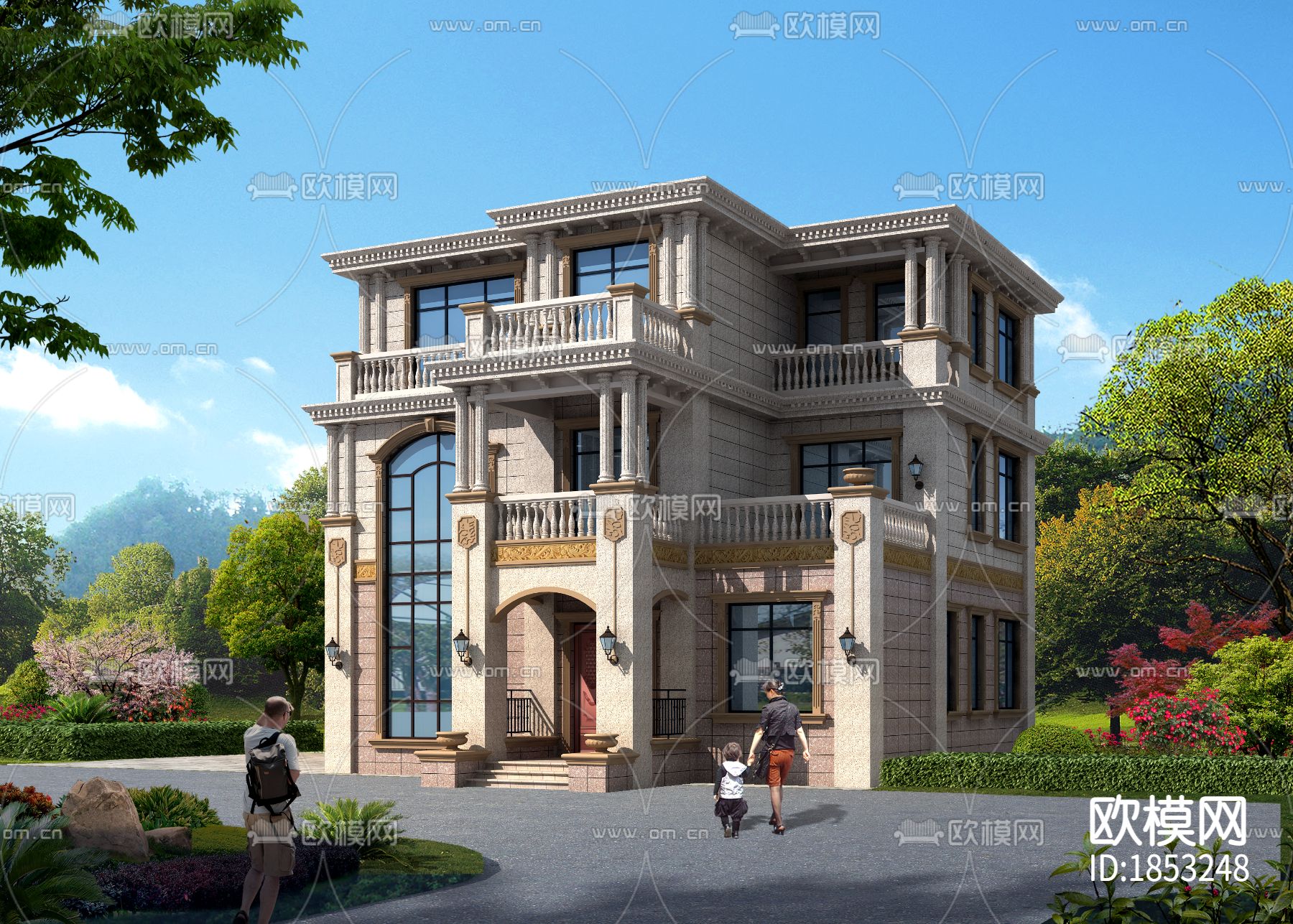 欧式别墅cad平面图下载（渲染图10）