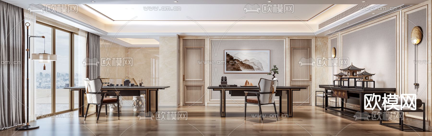新中式书房3d模型