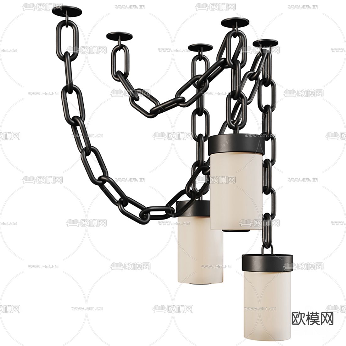 工业风铁链吊灯3d模型下载-3dmax模型免费下载-欧模网