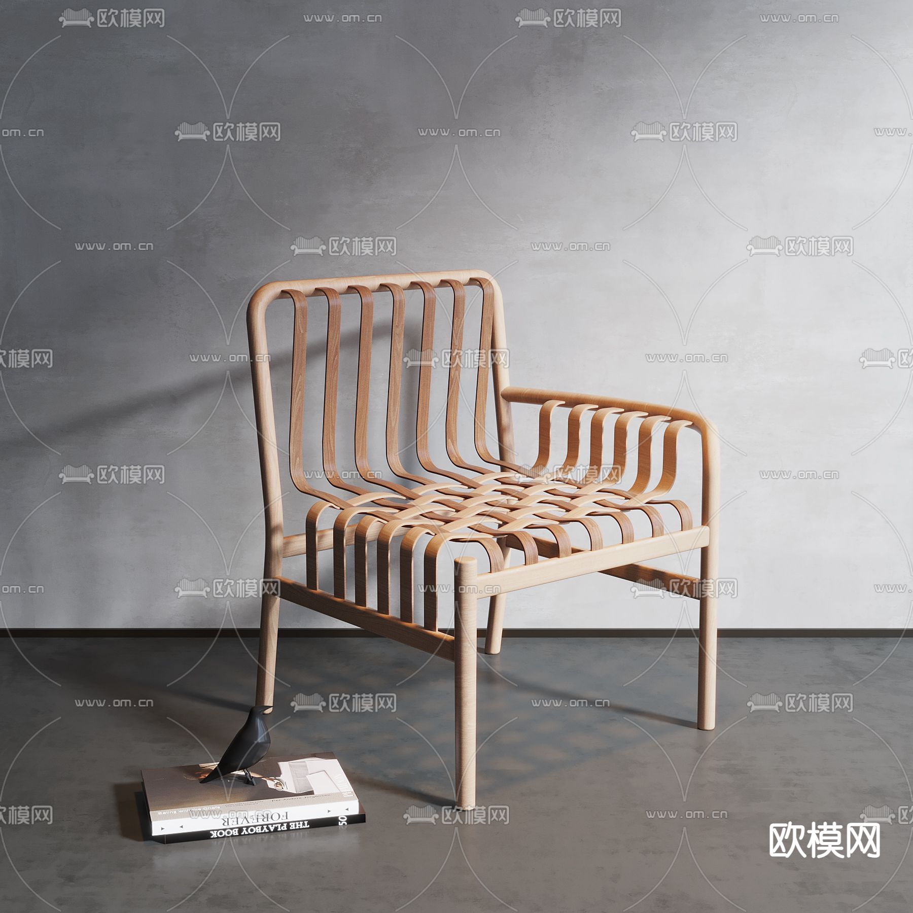 侘寂藤编休闲椅3d模型