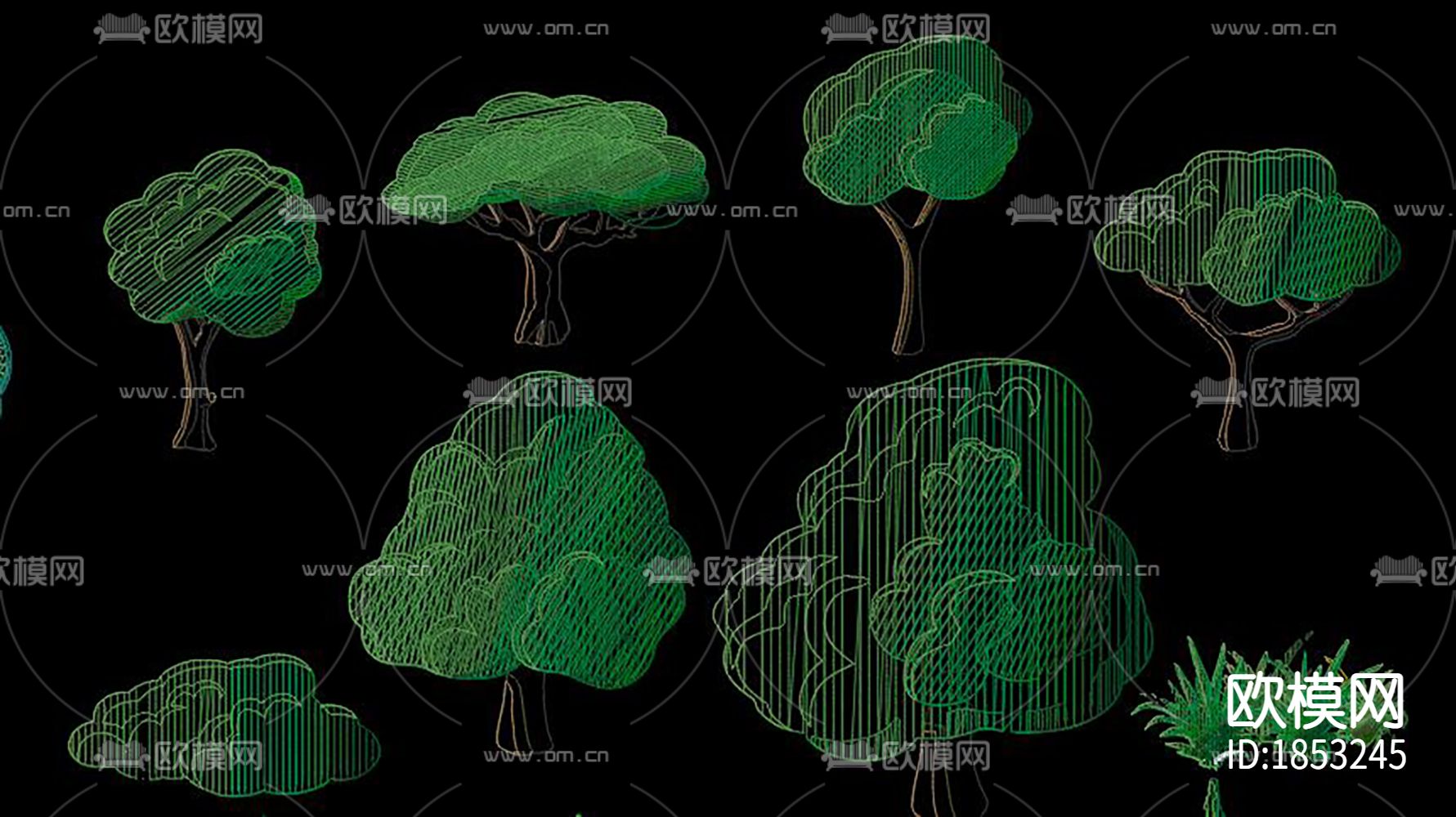 卡通花草树木cad图库下载（渲染图4）