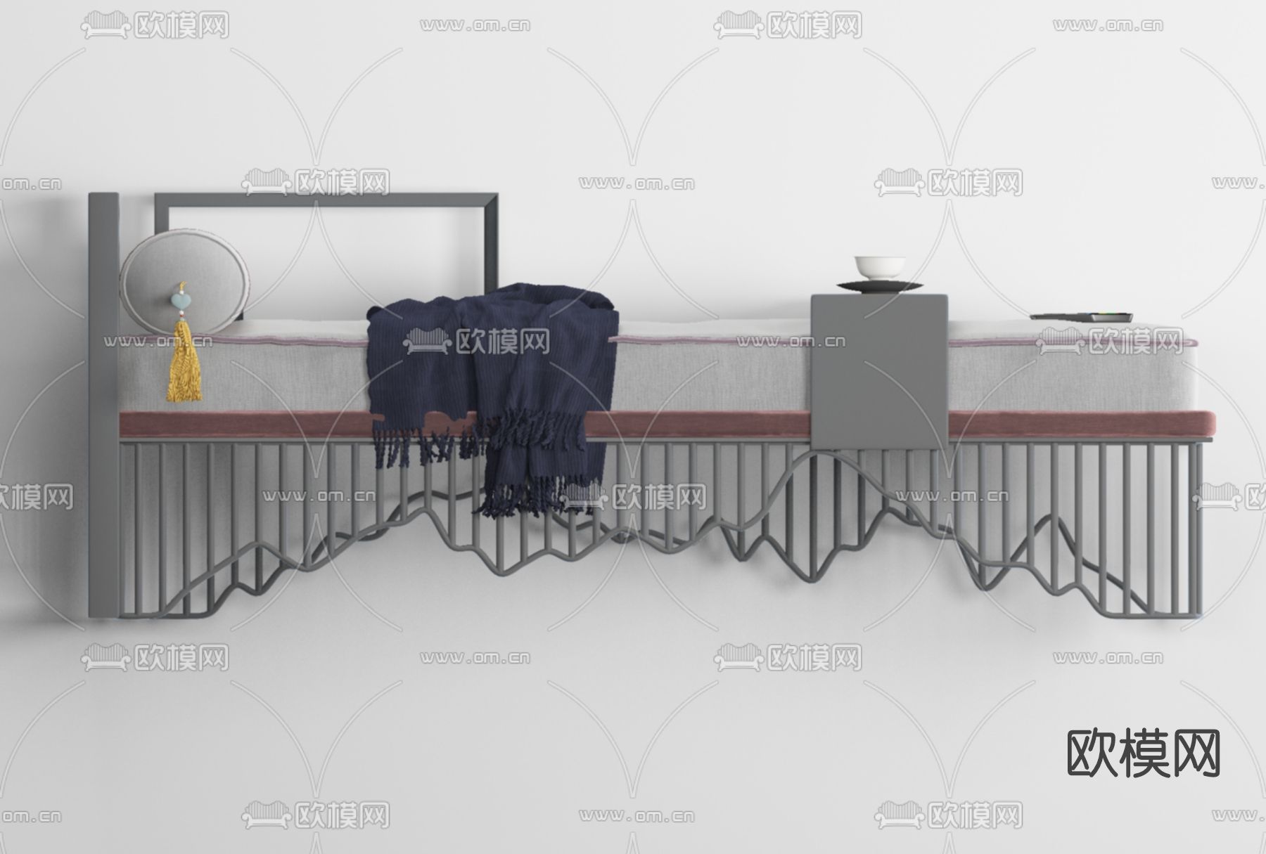 新中式沙发凳脚踏免费3d模型下载