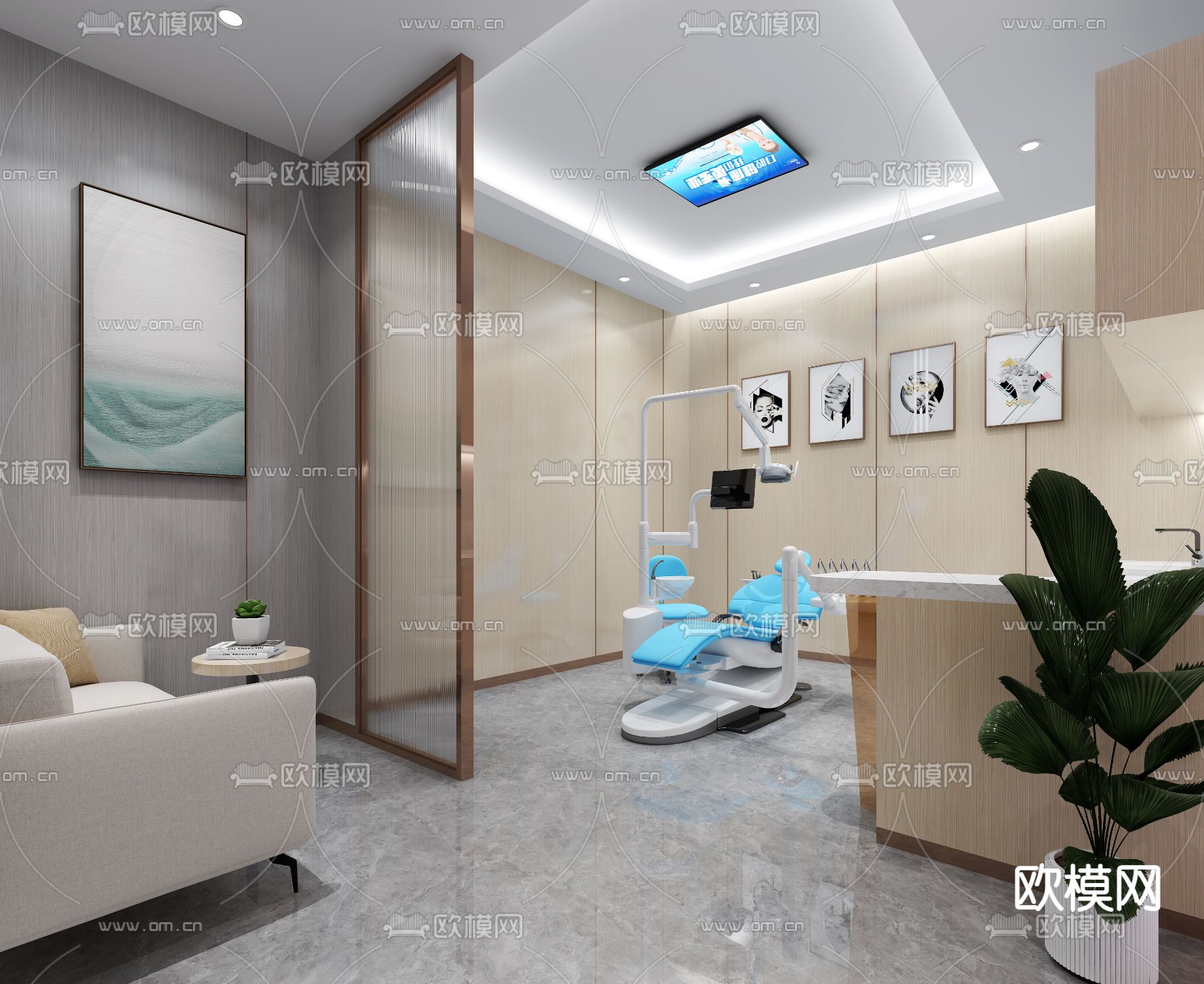 现代牙科医院免费3d模型下载（渲染图3）