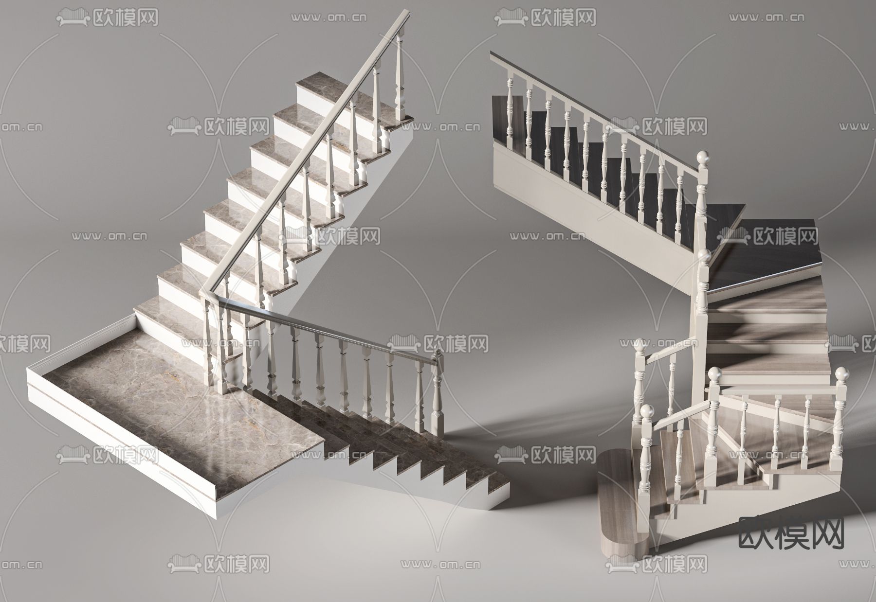 现代转角楼梯3d模型下载
