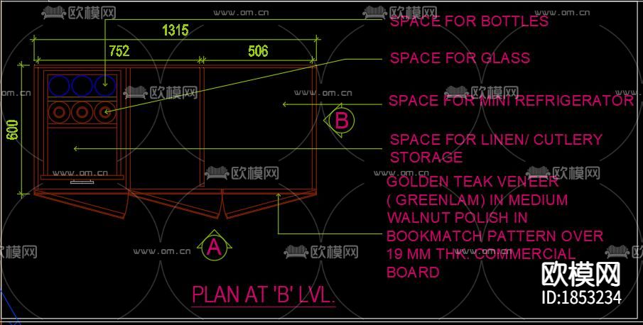 迷你吧台cad图库下载（渲染图3）