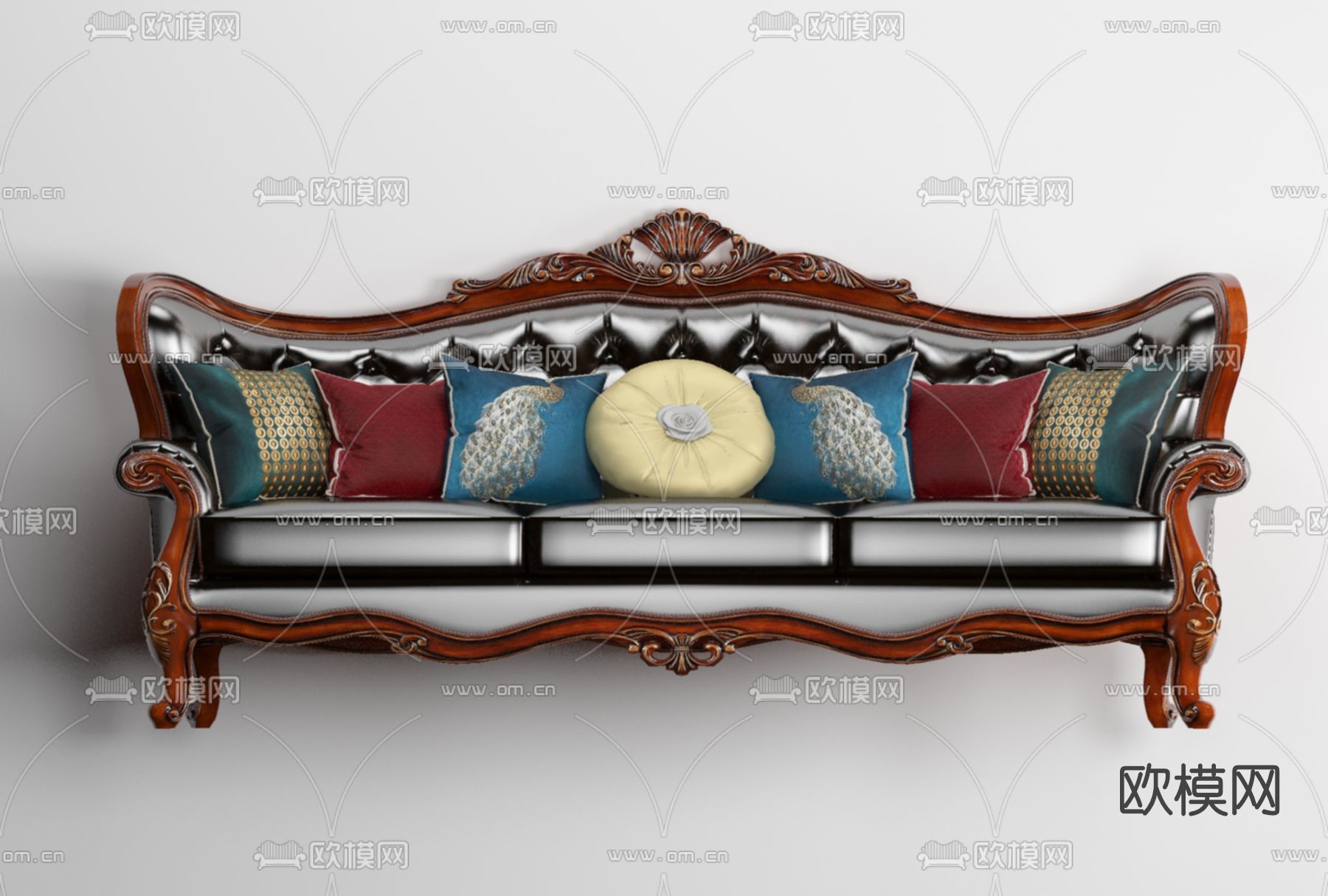 美式多人沙发 三人沙发免费3d模型下载