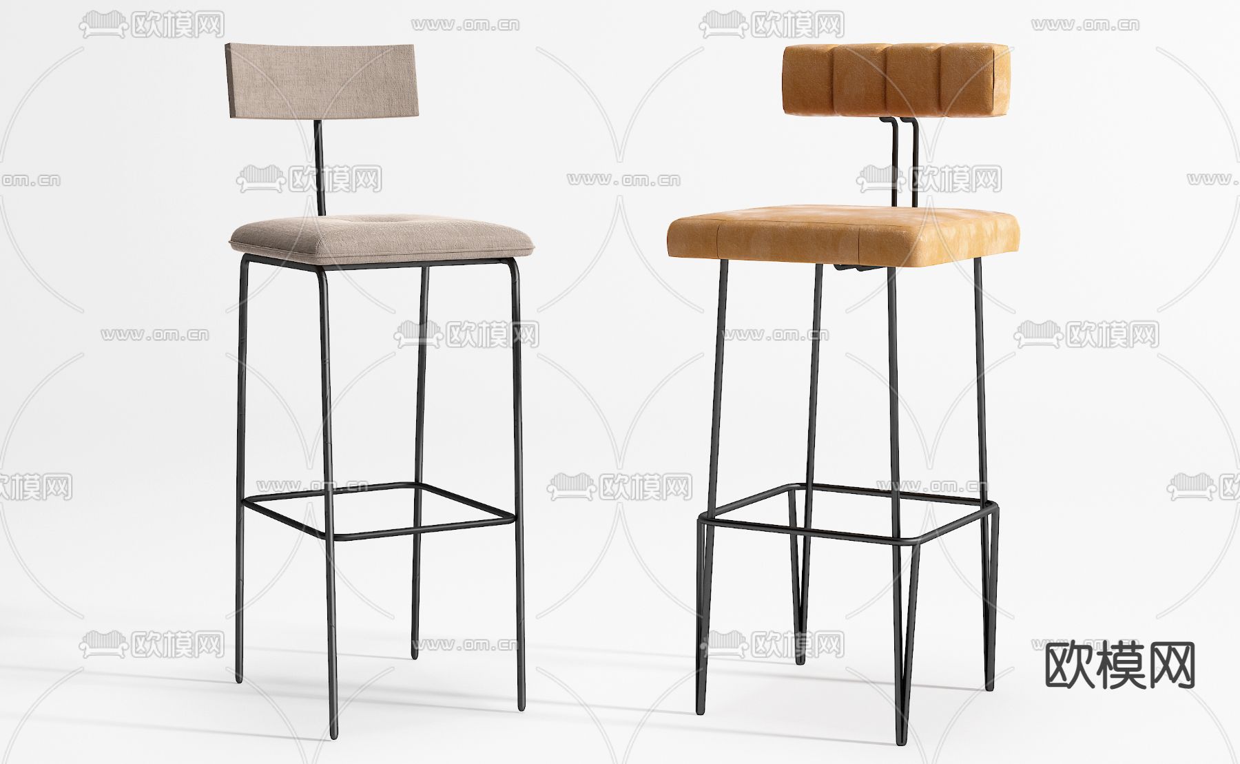 现代布艺吧台椅3d模型下载