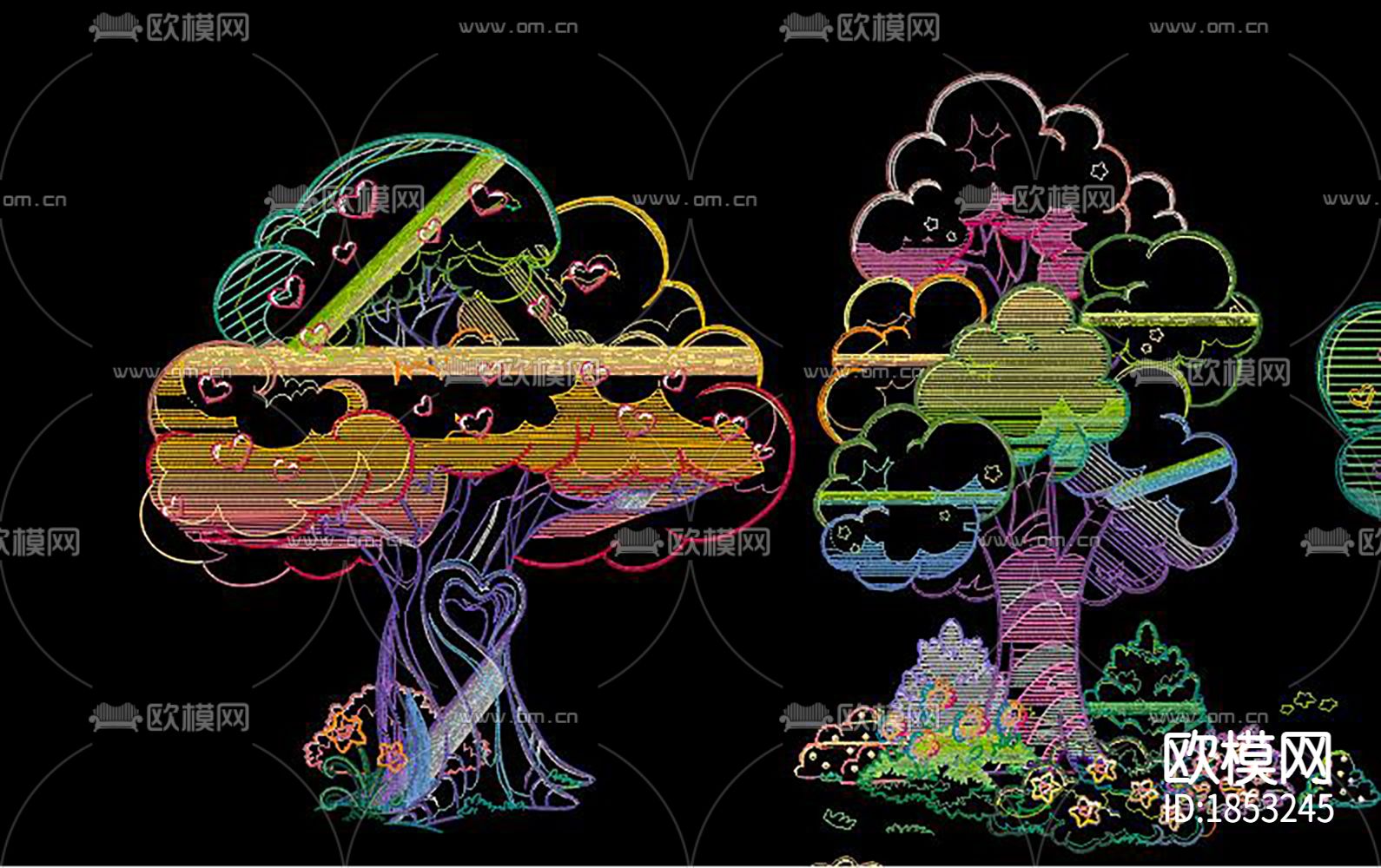 卡通花草树木cad图库下载（渲染图8）