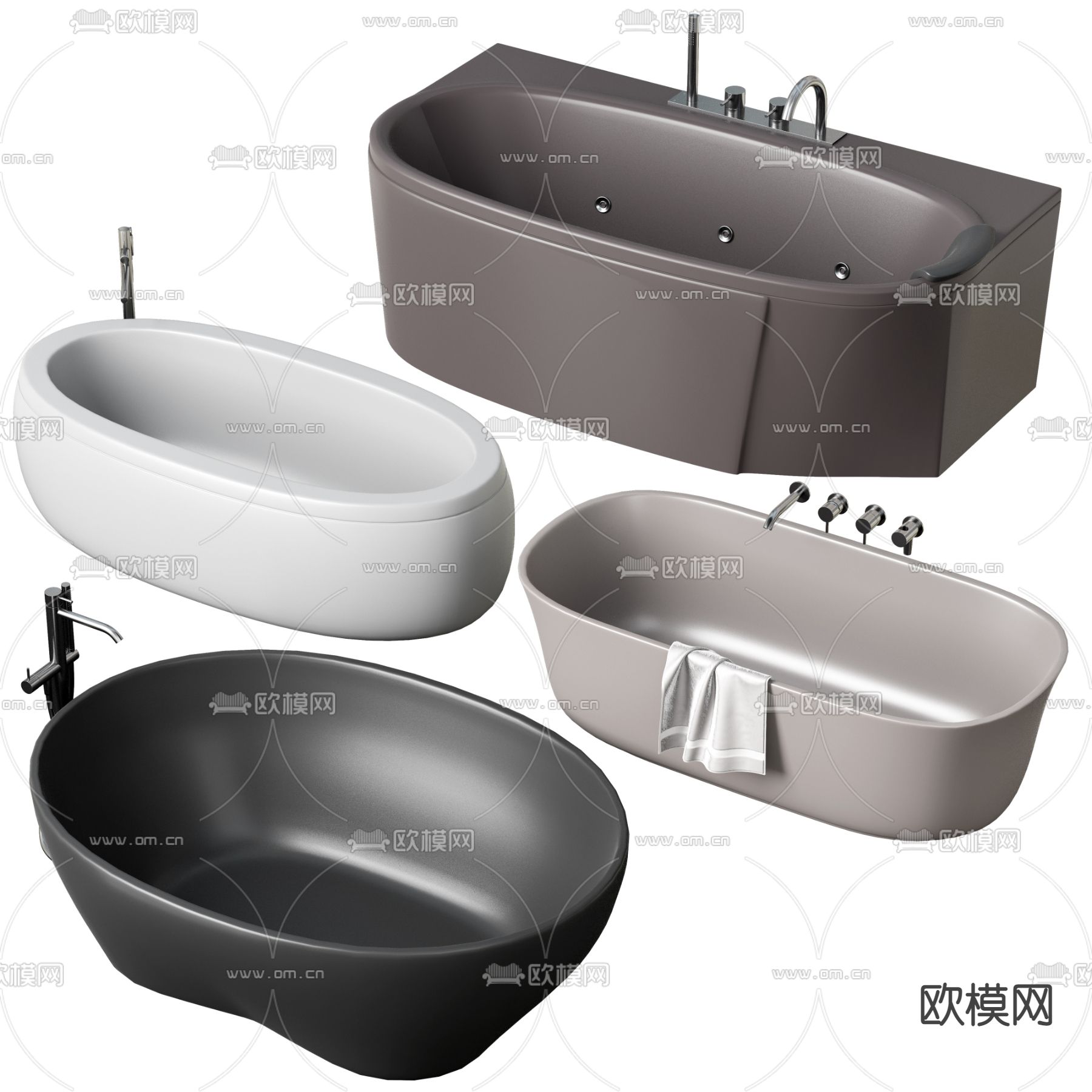 现代浴缸3d模型下载