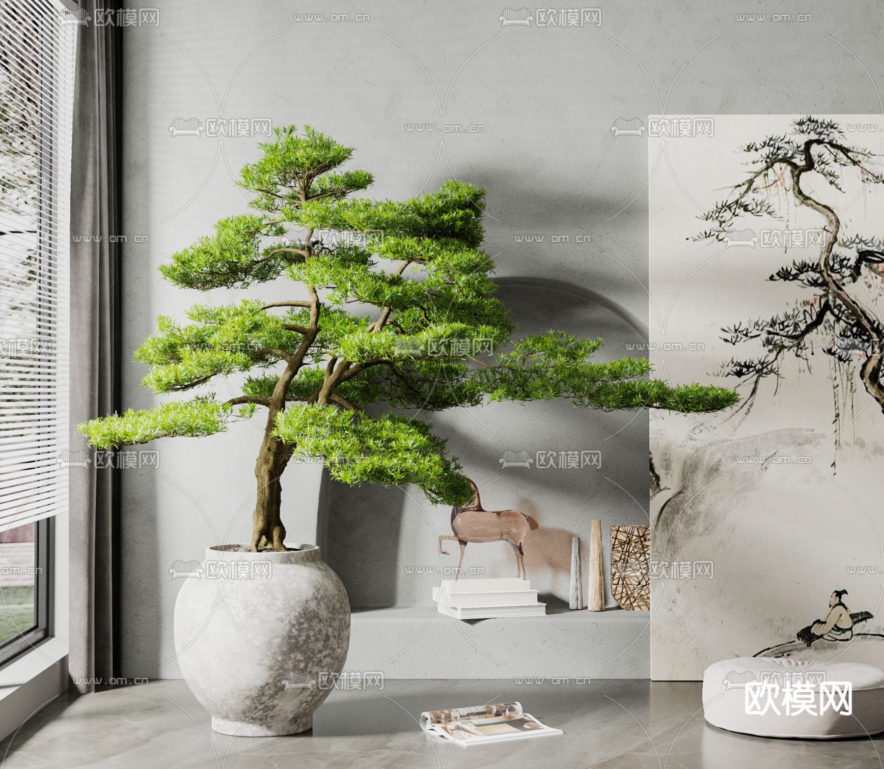 现代绿植盆栽3d模型