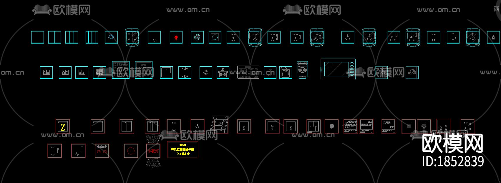 机电点位cad平面图下载（渲染图1）