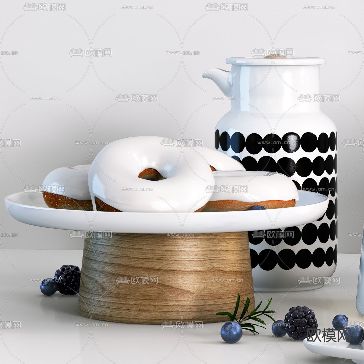 现代烛台茶具茶壶茶叶罐3d模型