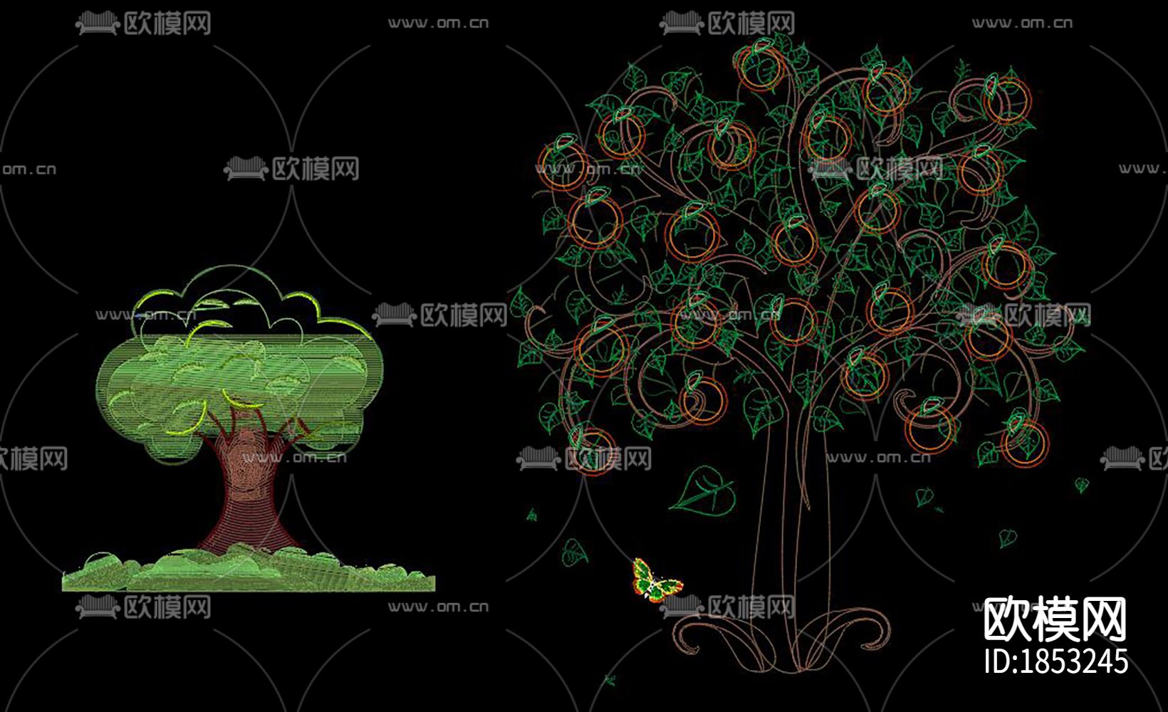 卡通花草树木cad图库下载（渲染图5）